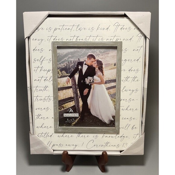 Malden designs Love is Patient  5 x 7  Picture Frame Couples Wedding Religious - Picture 1 of 4